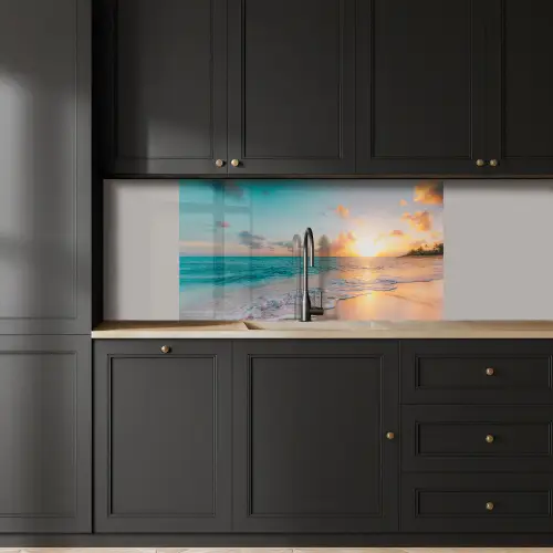 Zonsondergang - Strand - Zee - Zomer - Blauw keuken achterwand 2 middel -sfeer1