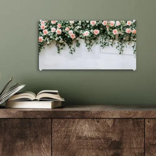 Bloemen - Muur - Rozen - Groen plexiglas 5mm klein -sfeer3