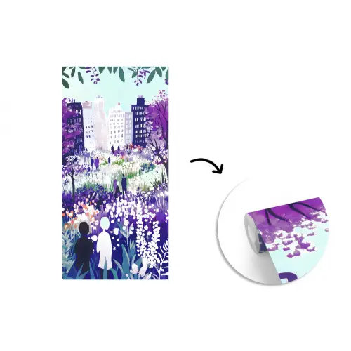 Park - Bomen - Bloemen - Gebouwen fotobehang vinyl groot -3d