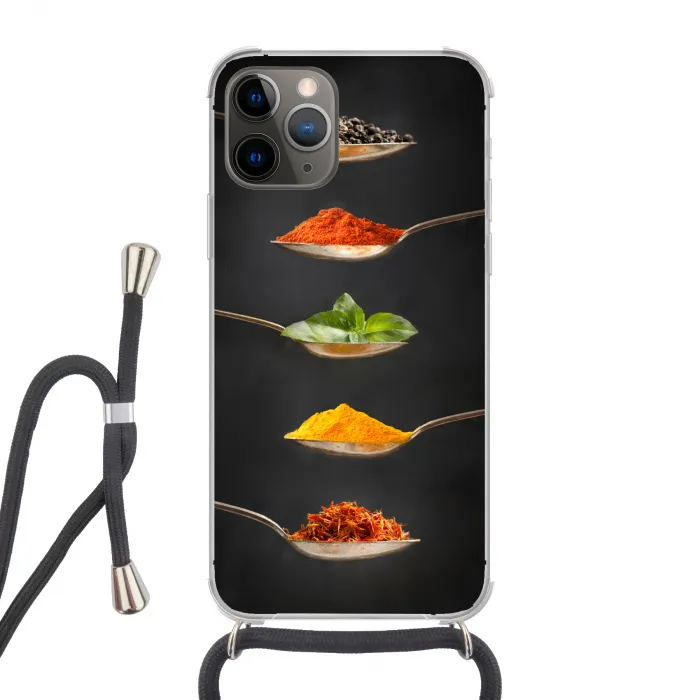 Kruiden - Lepel - Specerijen - Zwart - Italiaans Hoesje iPhone 12 Pro met koord klein -3d