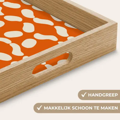 Oranje - Organische vormen - Wit Dienblad Rechthoek middel 911 -USP_HandgreepNL