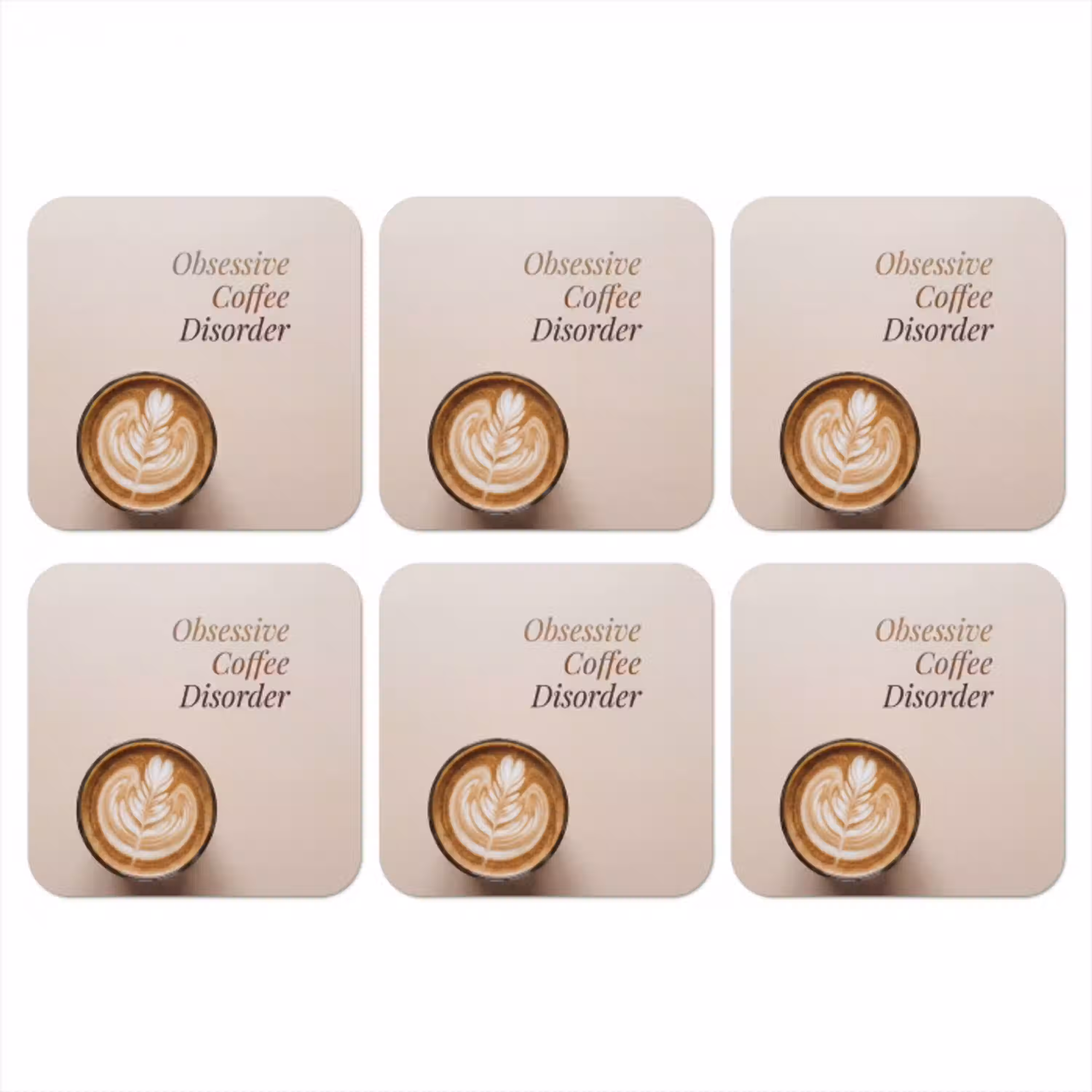 Koffie - Obessive Coffee Disorder - Beige onderzetter kurk middel -3d