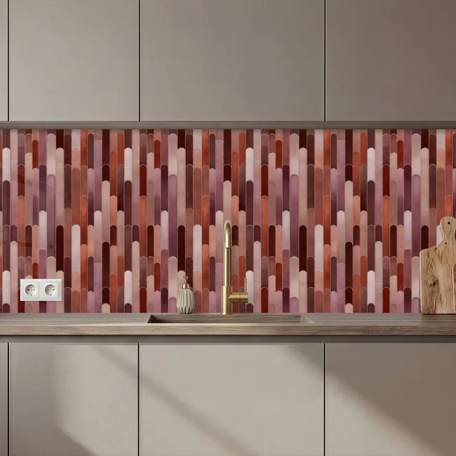 Keuken achterwand - Langwerpig - Tegels - Rood - Koper