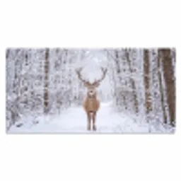 Hert - Winter - Bos - Natuur - Wit Muismat XXL klein -3d_leeg
