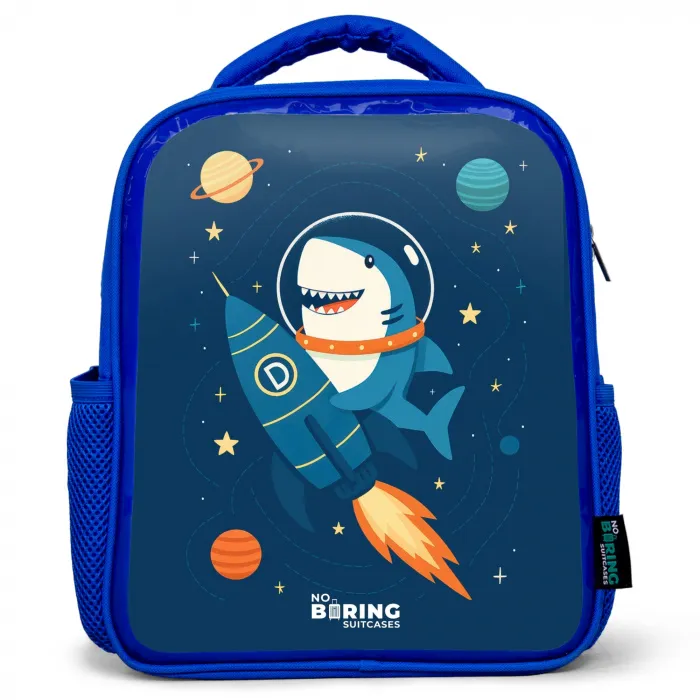 Dier - Ruimte - Planeet - Raket Kinderrugzak - Blauw middel -3d