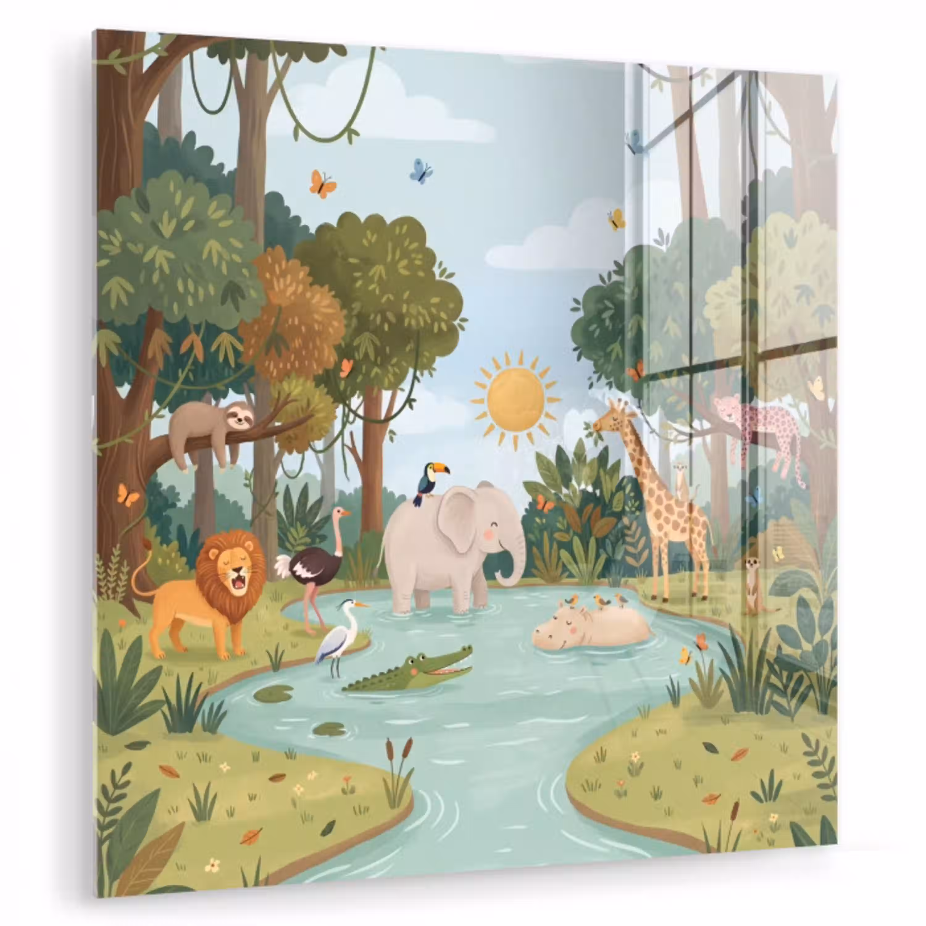 Jungle - Oase - Dieren - Kleurrijk plexiglas 5mm klein -zzzproduct_nieuw