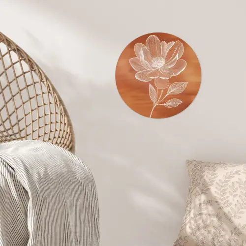 Bloem - Minimalistisch - Wit Wandcirkel behangsticker klein -sfeer4