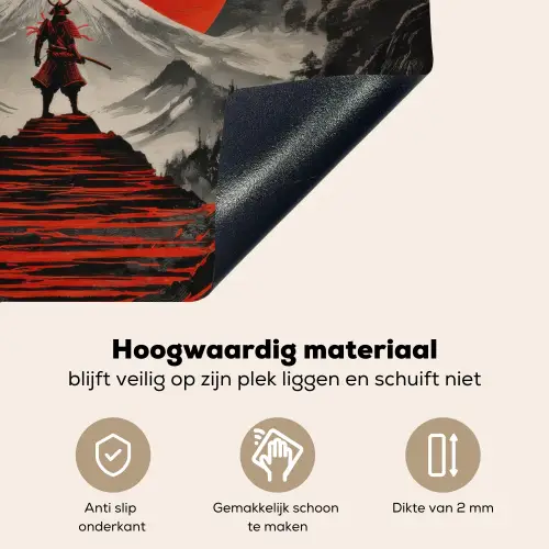 Krijger - Rode trappen - Zon - Berg Inductie beschemer met haakjes middel -ky-onderkant-nl