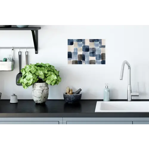 Patroon - Blauw - Vierkanten Muursticker klein -keuken