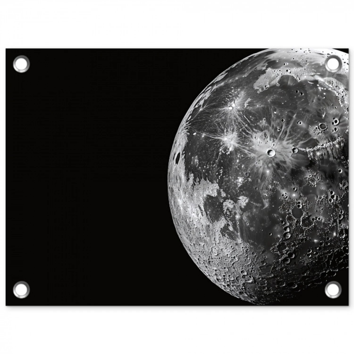 Close-up - Maan - Wit - Textuur tuinposter los doek klein -3d