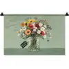 Bloemen - Vaas - Kaartje Wandkleed katoen klein -zz3d
