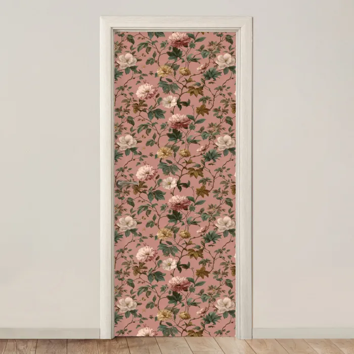 Bloemen - Klassiek - Roze deurposter klein 289 -3d_beige