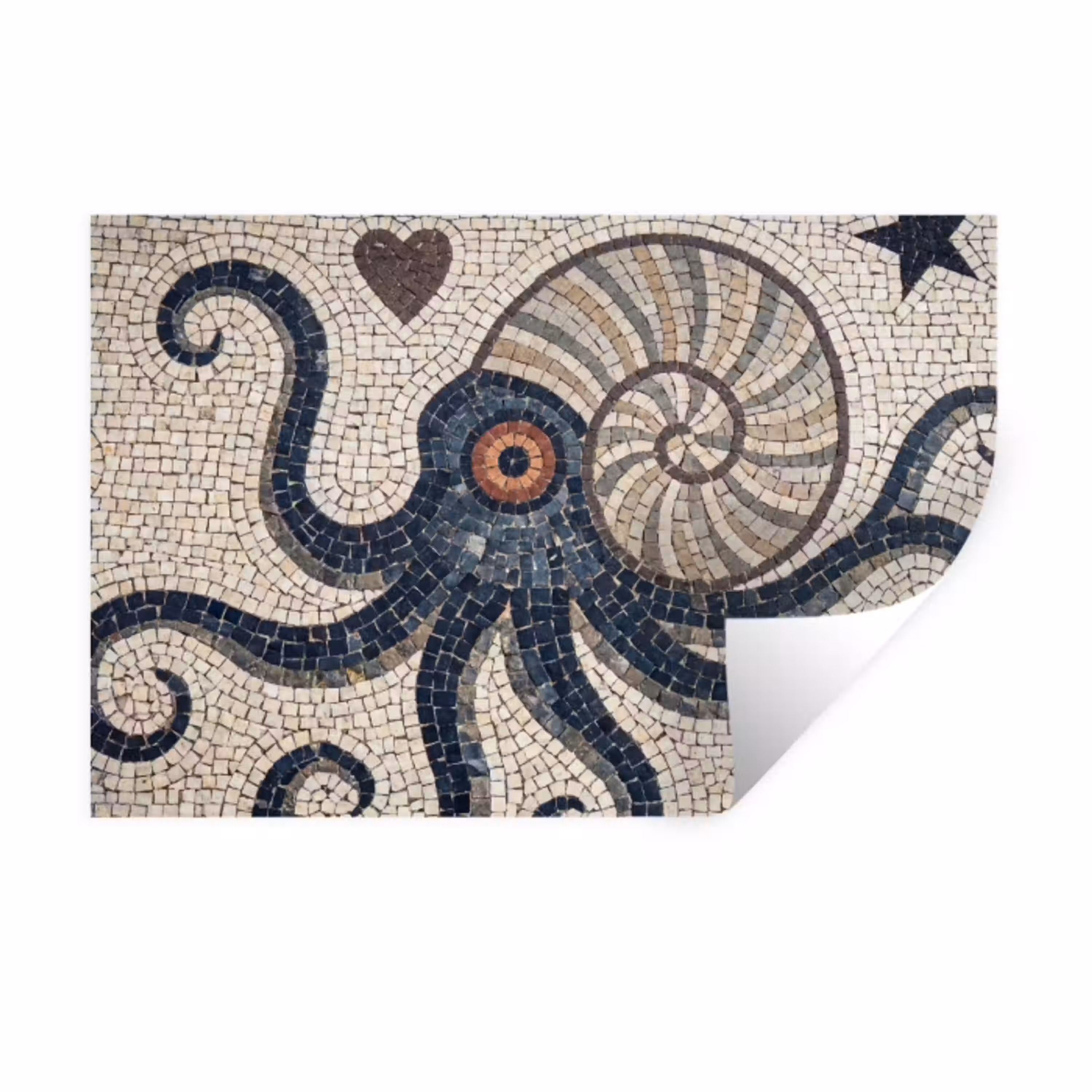 Zeeleven - Mozaïek - Kunst - Vintage - Beige Muursticker klein -3d