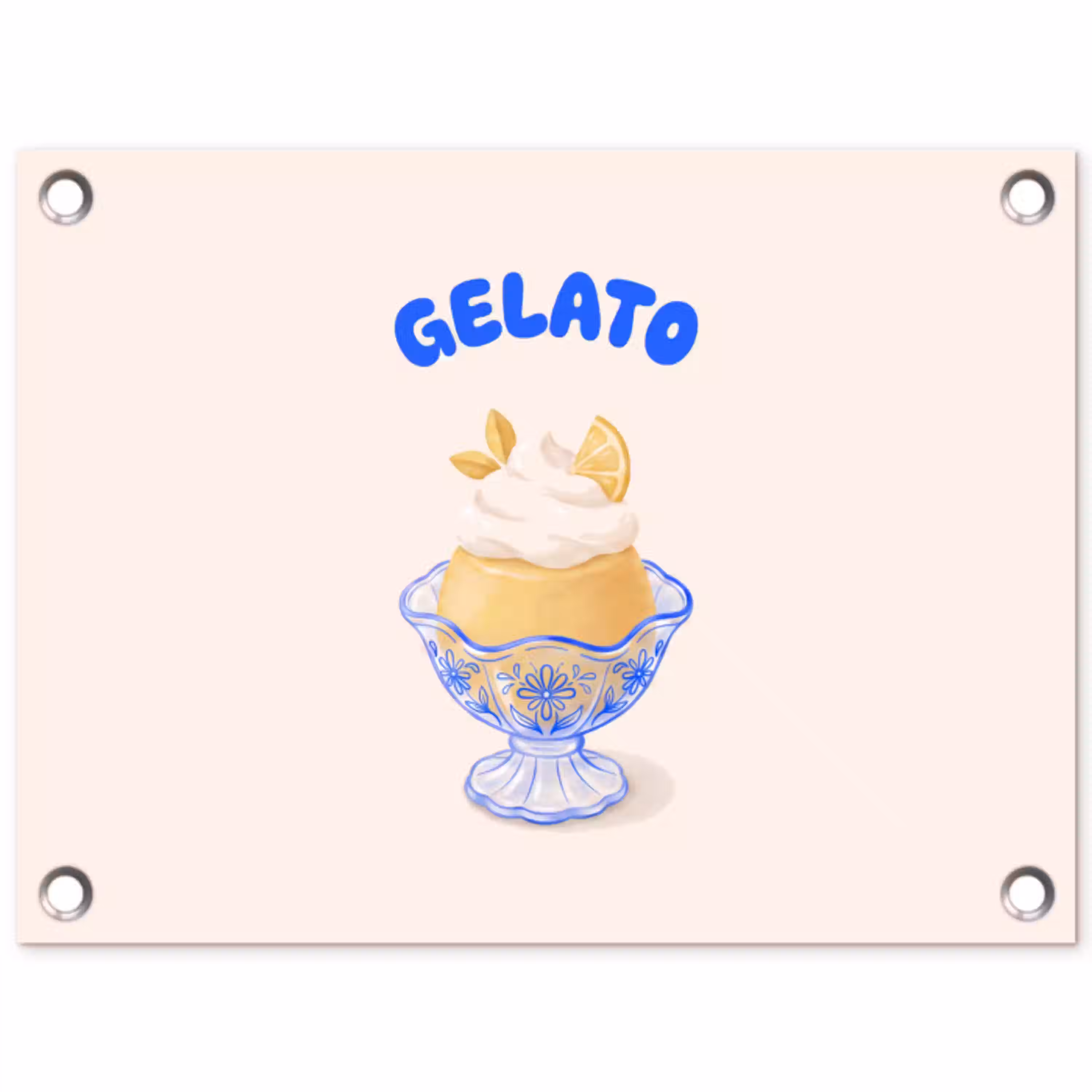 IJs - Citroen - Illustratie - Geel - Dessert tuinposter los doek klein -3d