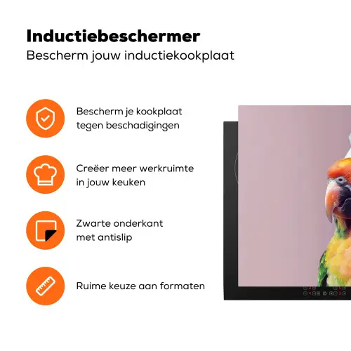 Papegaai - Koksmuts - Nieuwsgierig - Vogel Inductie beschermer vinyl 3mm klein -zzzzzzz-td-ups