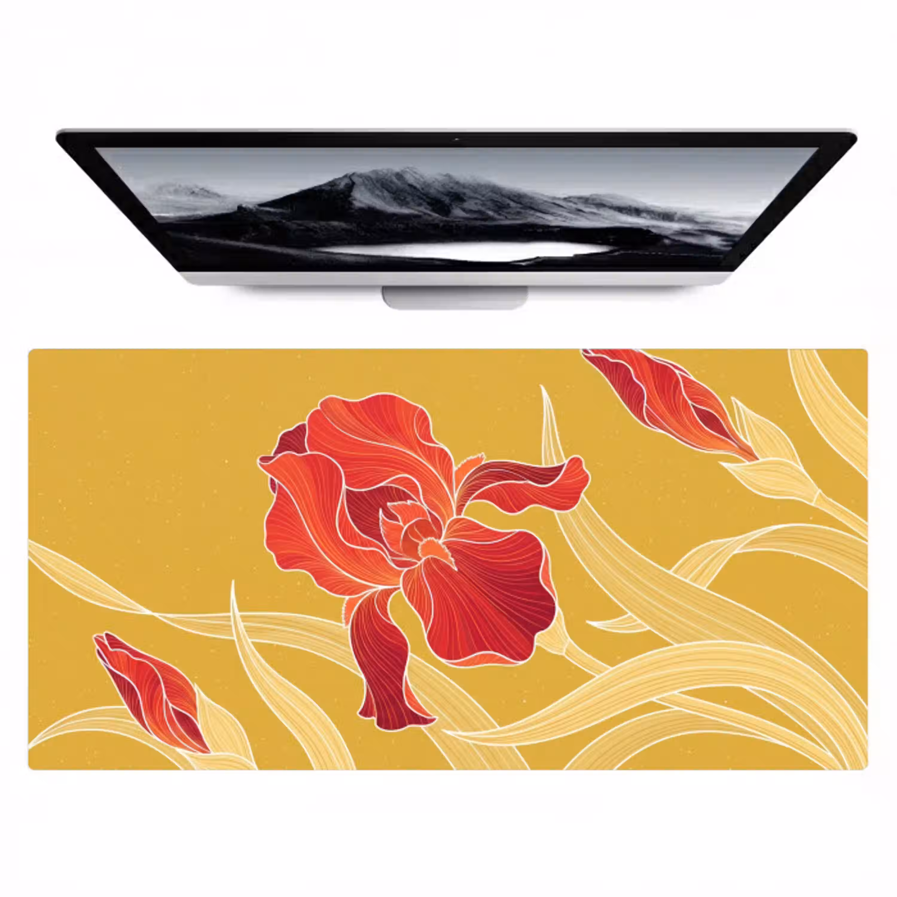 Bloemen - Illustratie - Rood Muismat XXL klein -zzz3d