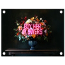 Quote - Bloemen - Vaas - Neon tuinposter los doek klein -3d