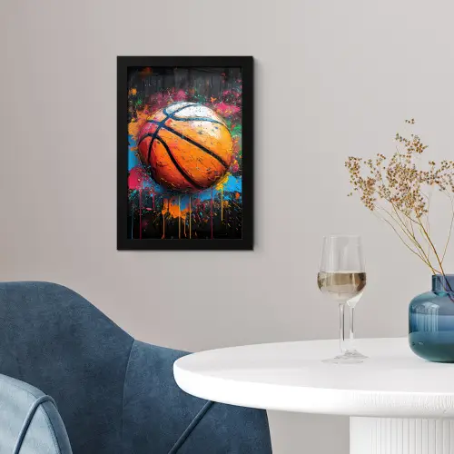 Graffiti - Basketbal - Verf - Sport fotolijst zwart zonder passe partout klein -sfeer4