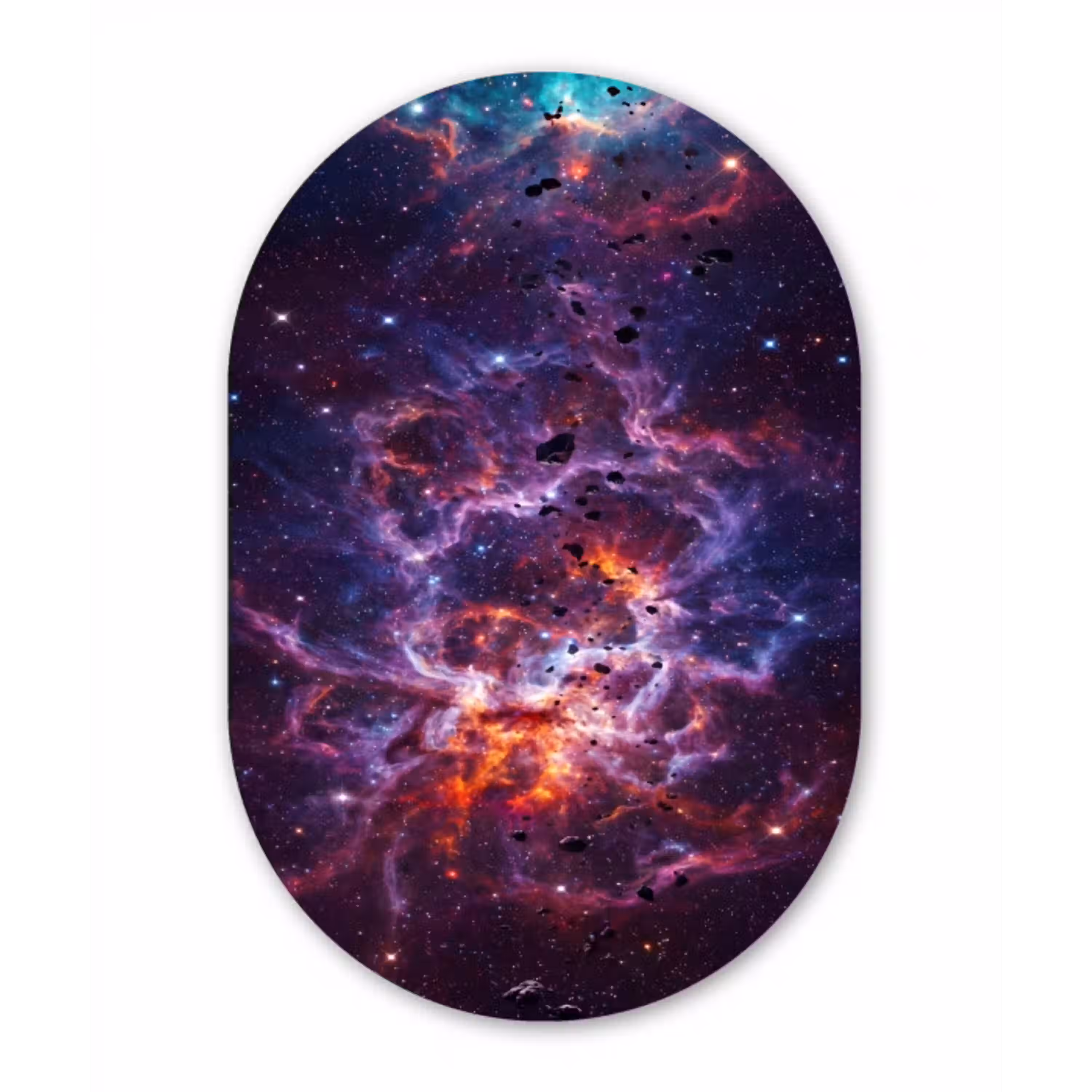 Space - Stars - Abstract - Colorful Wandcirkel Ovaal Aluminium middel -3d