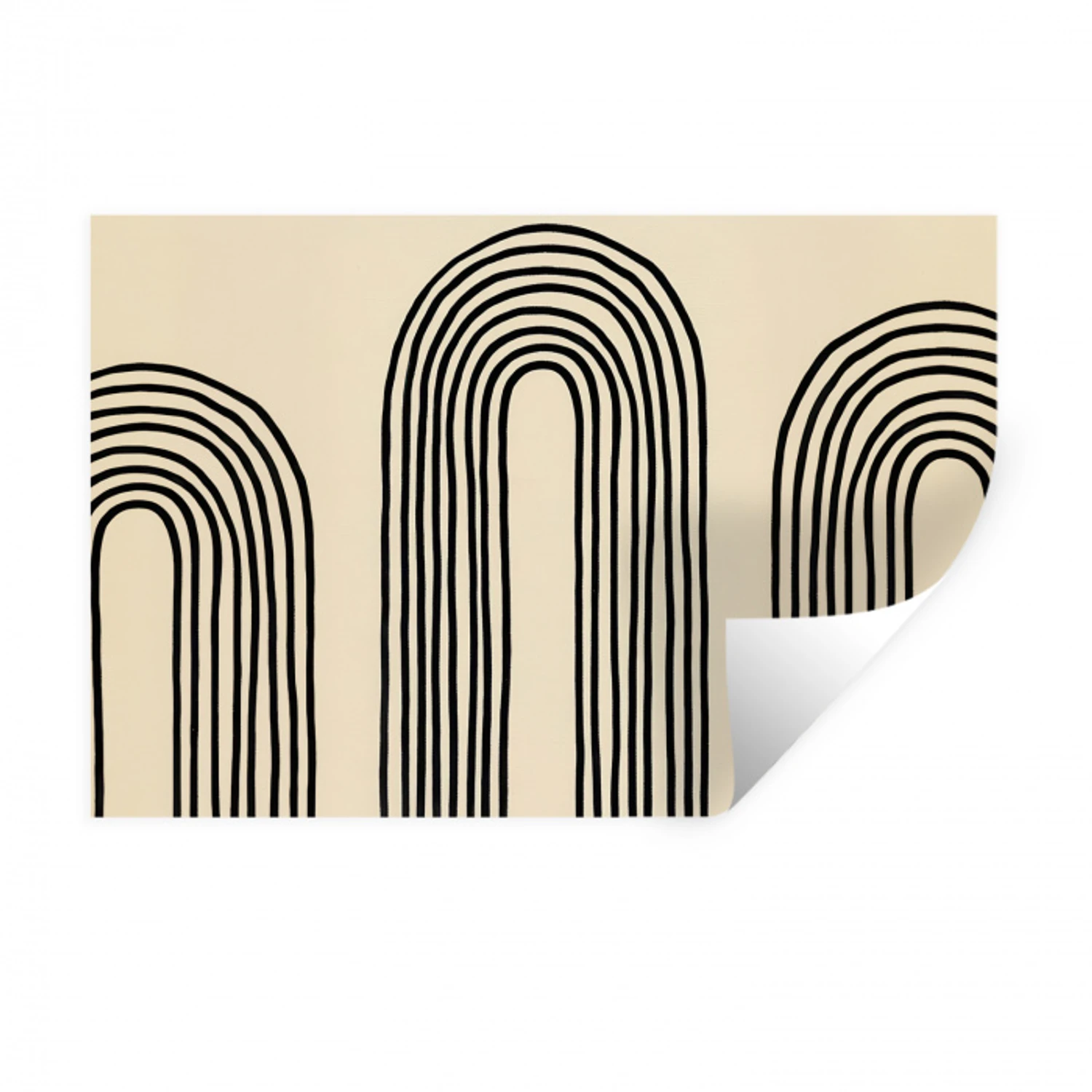 Boogvormen - Zwart - Strak Muursticker klein -3d
