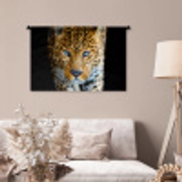 Luipaard - Dieren - Portret - Wilde dieren - Zwart Wandkleed katoen middel -sfeer4