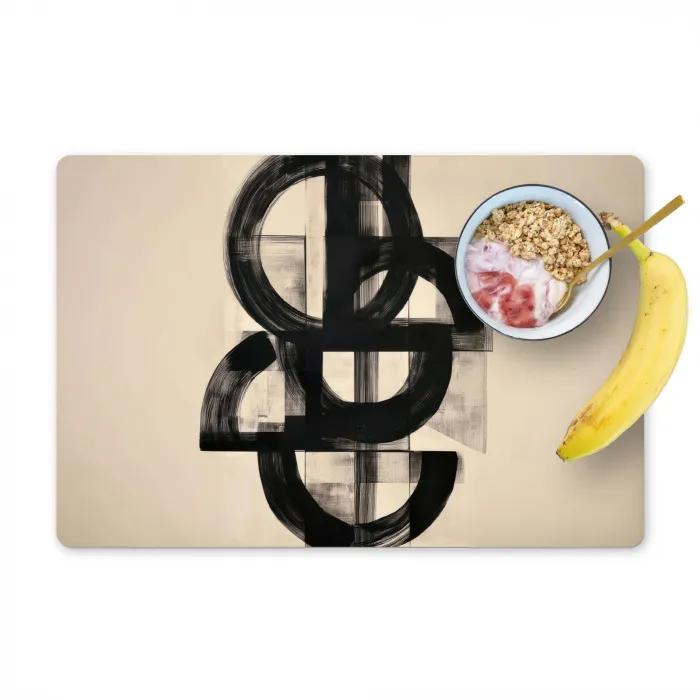 Cirkels - Lijnen - Vormen - Zwart Placemat vinyl groot -zzzproduct_Kitchenyeah-website