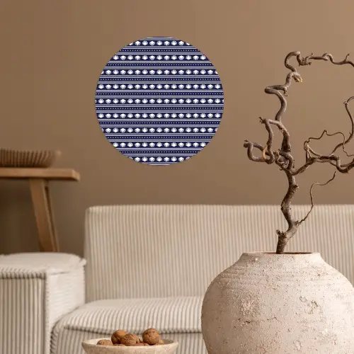 Schelp - Nautisch - Blauw - Wit Wandcirkel behangsticker klein 186 -sfeer1