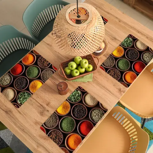 Bakjes - Hout - Kruiden - Kleurrijk Placemat vinyl groot -zzsfeer5_Kitchenyeah-website