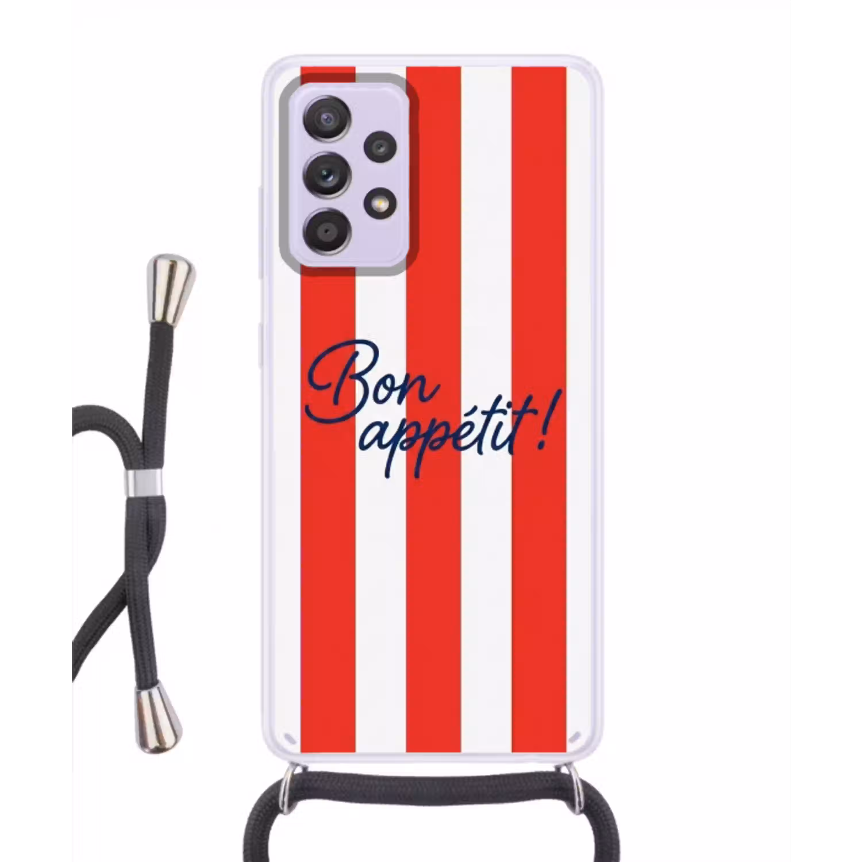 Eten - Spreuk - Keuken - Grafisch - Rood-Wit Hoesje Samsung Galaxy A52 5G met koord klein -3d