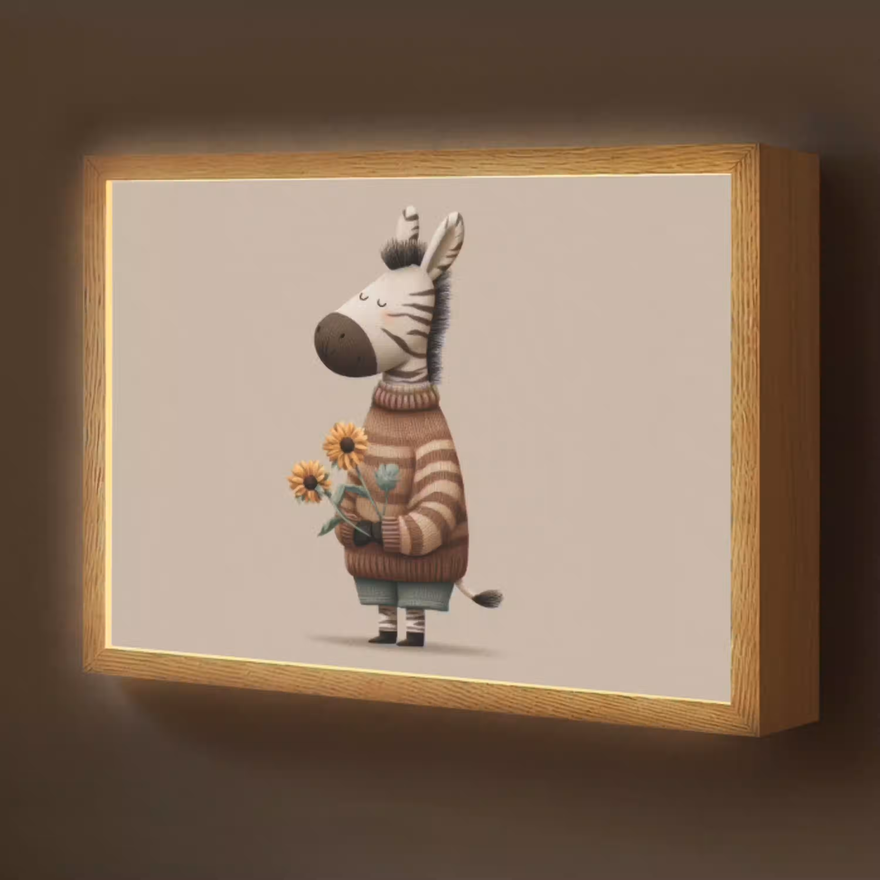 Zebra - Zonnebloemen - Warm Light Box met batterij (Wandlamp kind) middel -z3d_website