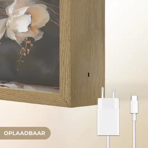 Bloemen - Wit - Vaas - Modern Light Box met batterij (Wandlamp) middel -USP_websiteoplaadbaarNL