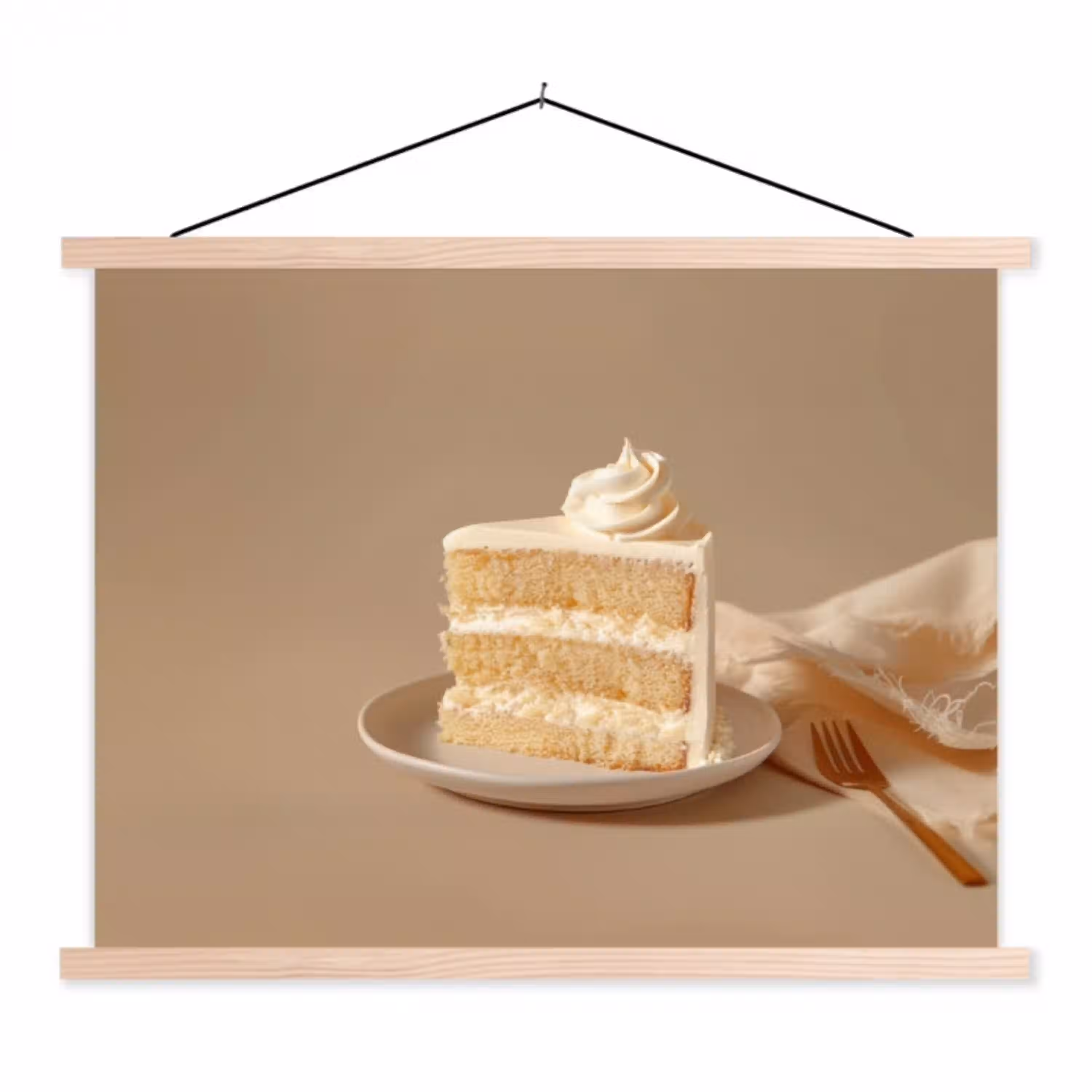 Vanilletaart - Cake - Romig textielposter latten blank klein -3d