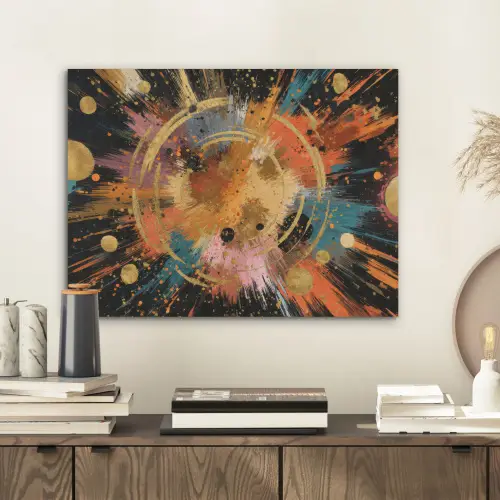 Explosie - Verfstructuur - Goud - Abstract PET vilt klein -sfeer1