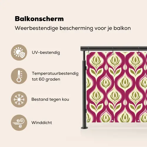 Retro - Floraal - Paars Balkonbeschermer Duitsland klein 596 -specs_NL