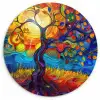 Boom - Zon - Verflook - Kleuren - Abstract Wandcirkel kunststof plaat 5mm dik klein -3d