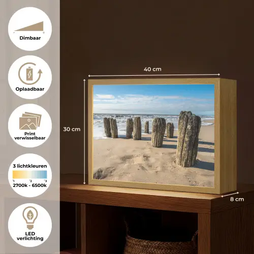 Zand - Strand - Paal - Water - Zomer Light Box met batterij (Wandlamp) middel -USP_websiteoverzichtNL