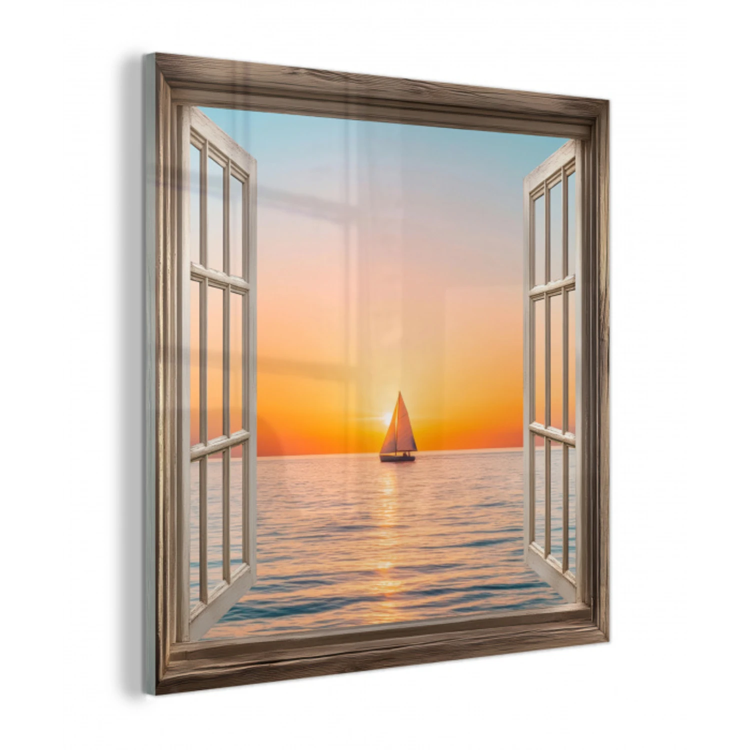 Doorkijk - Zee - Boot - Zonsondergang plexiglas 5mm klein -z3d