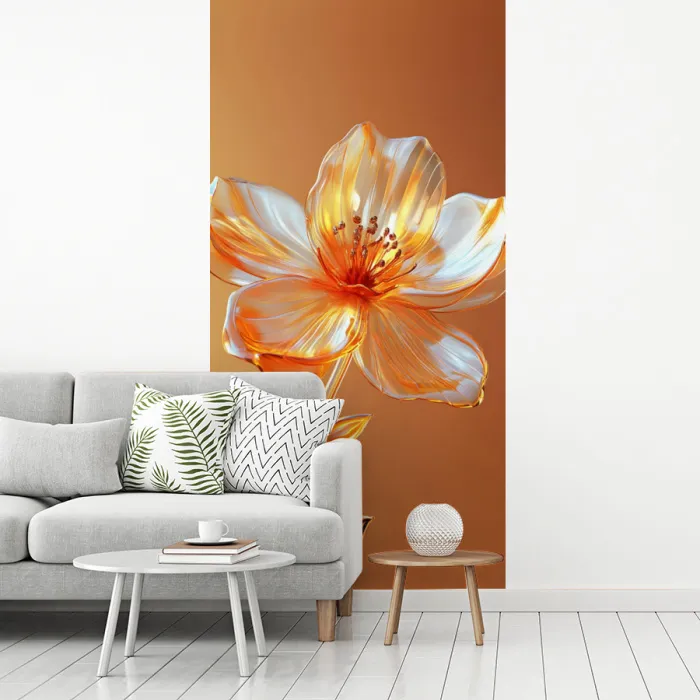 Glazen - Bloem - Oranje fotobehang vinyl groot -woonkamer