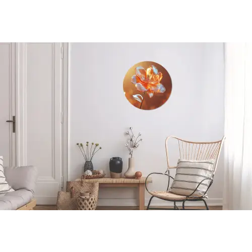 Glazen - Bloem - Zonlicht Wandcirkel aluminium klein -woonkamer