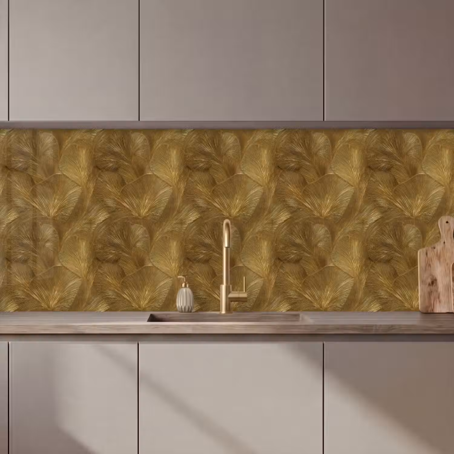 Küchenrückwand - Organisch - Linien - Gold