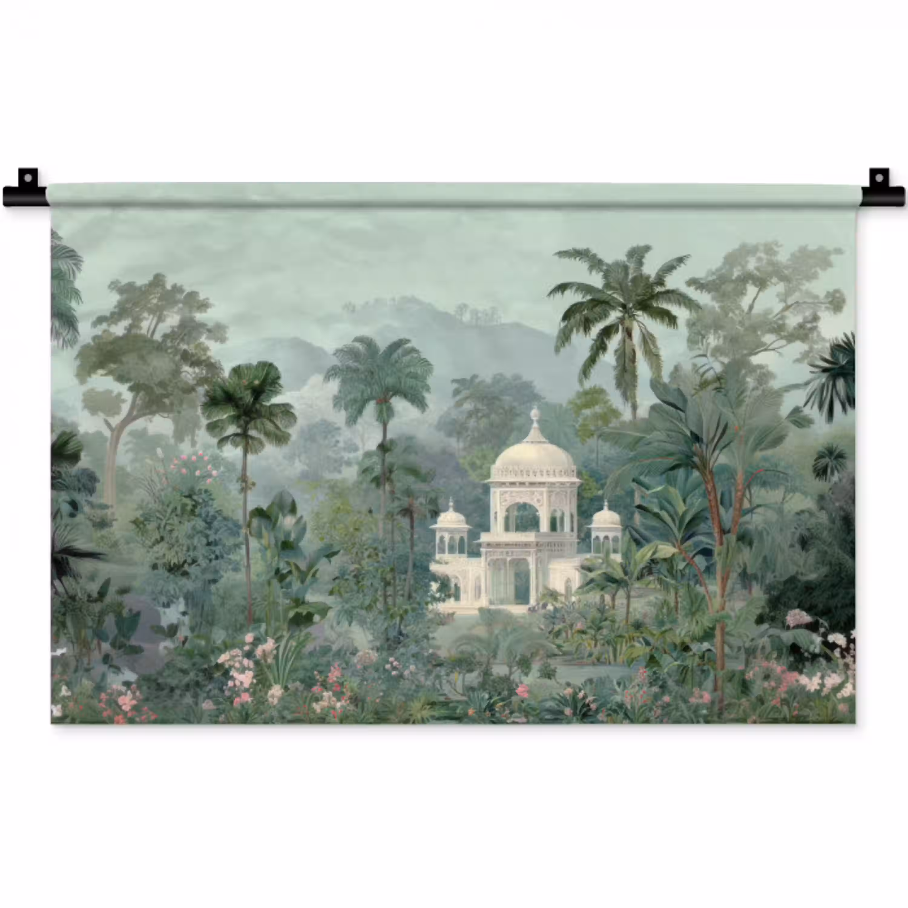 Tropische tuin - Koepelgebouw - Bloemen Wandkleed katoen klein -zz3d