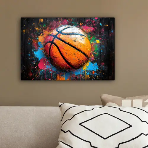 Graffiti - Basketbal - Verf - Sport canvas 2cm klein -sfeer3