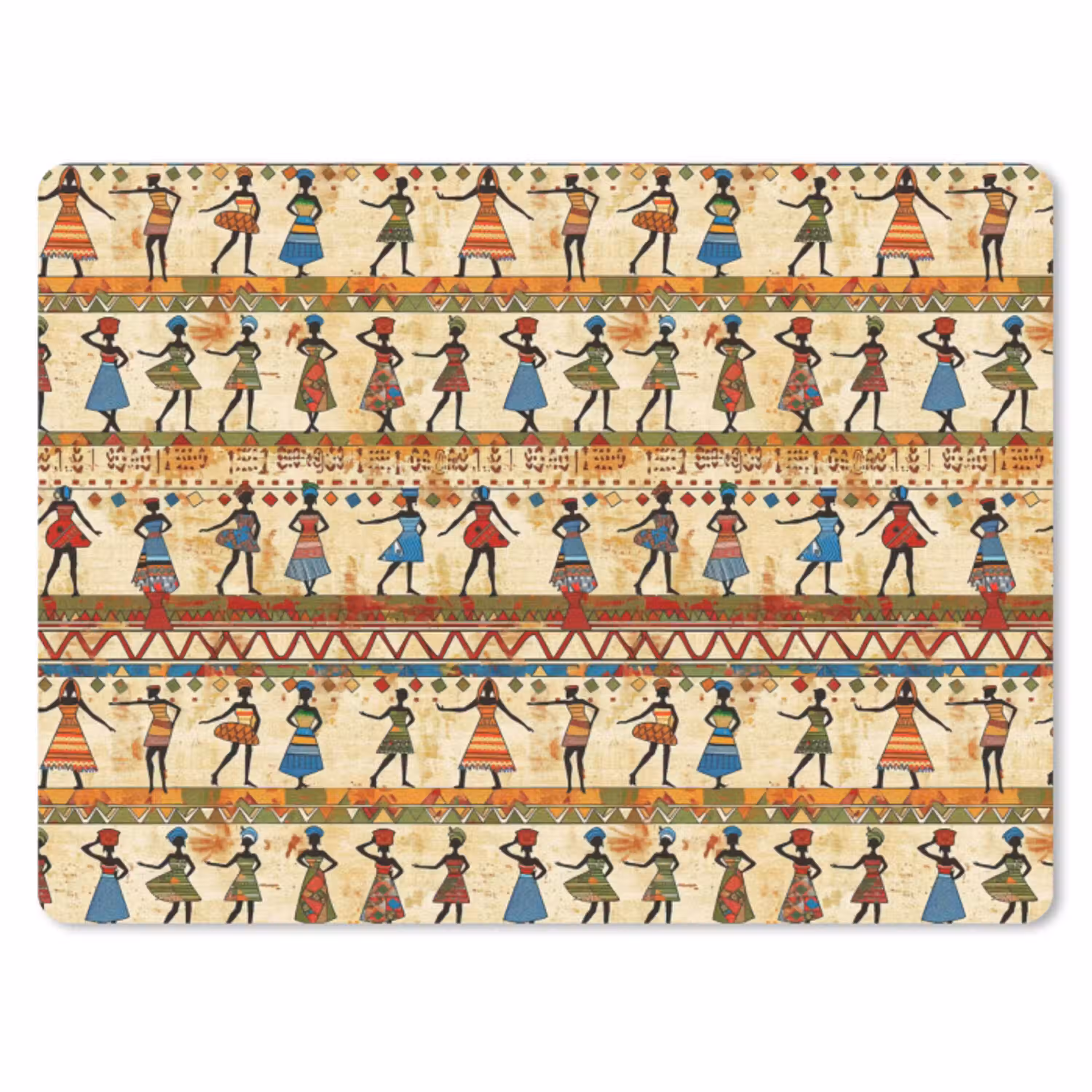 Kleurrijk - Afrikaans - Etnisch - Dansende Vrouwen - Patroon muismat rubber klein 262 -3d