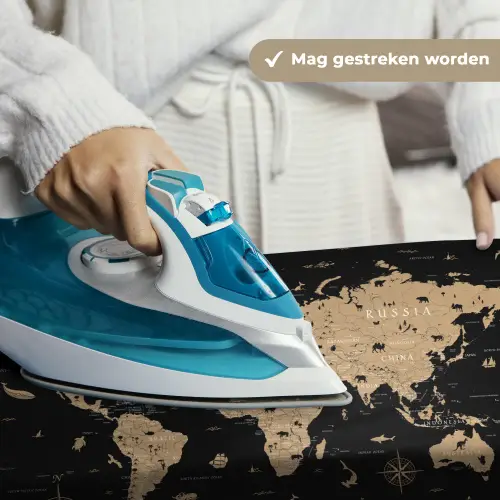Wereldkaart - Beige - Zwart Wandkleed katoen klein -sfeer9