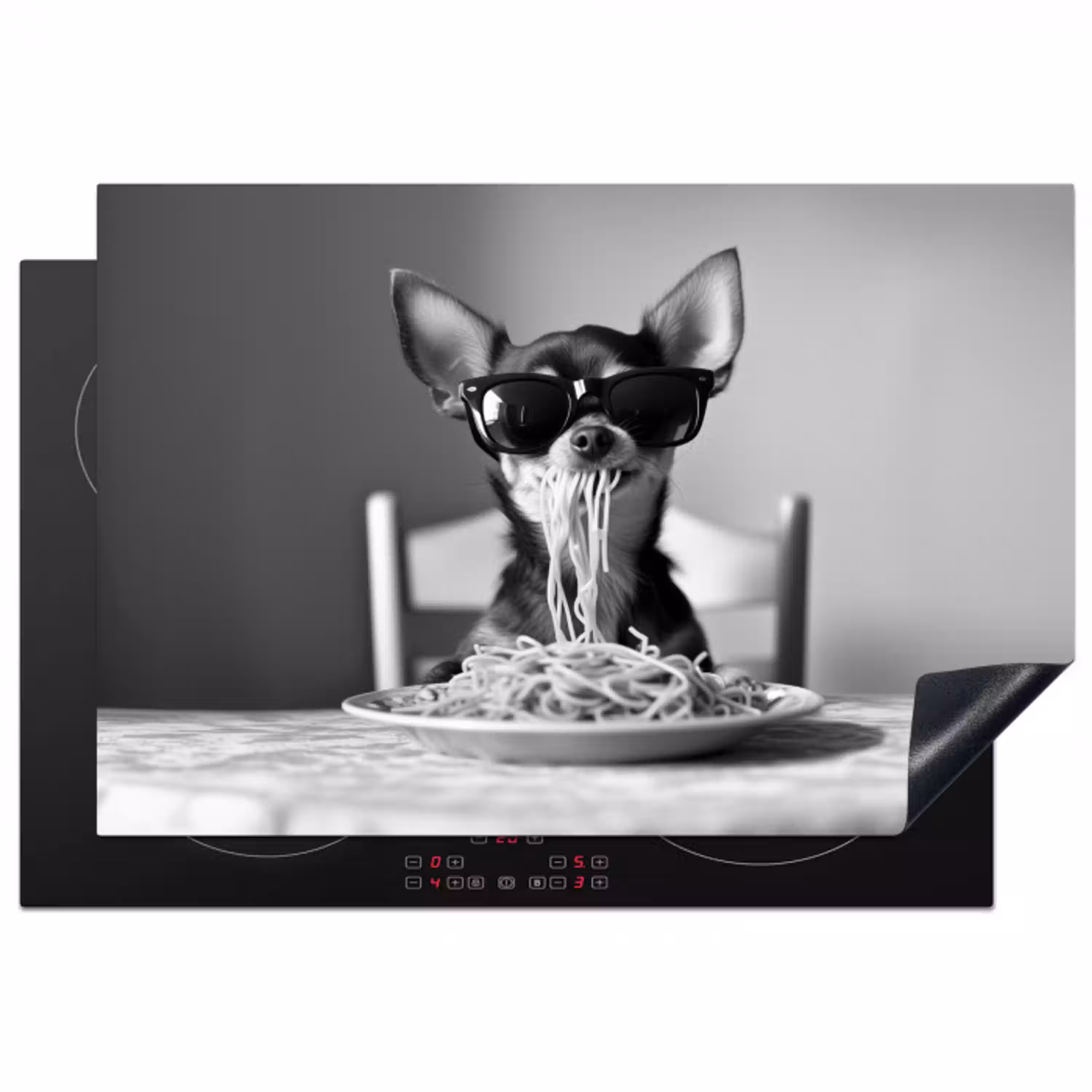 Chihuahua - Hond - Zonnebril - Humoristisch - Zwart - Wit - Spaghetti Inductie beschermer vinyl 3mm klein -3d