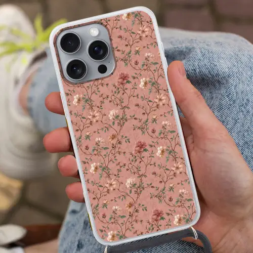 Botanisch - Bloemen - Roze Hoesje iPhone 16 Pro Max met koord klein 804 -sfeer3