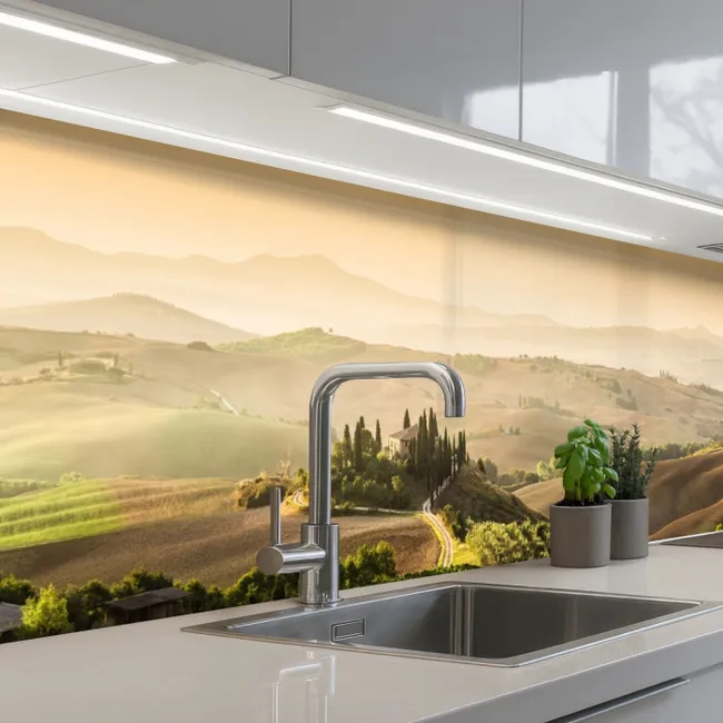 Küchenrückwand - Landschaft - Toskana - Morgenlicht