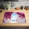 Zee - Roze - Bloemen - Poort Inductie beschermer vinyl 3mm klein -sfeer5