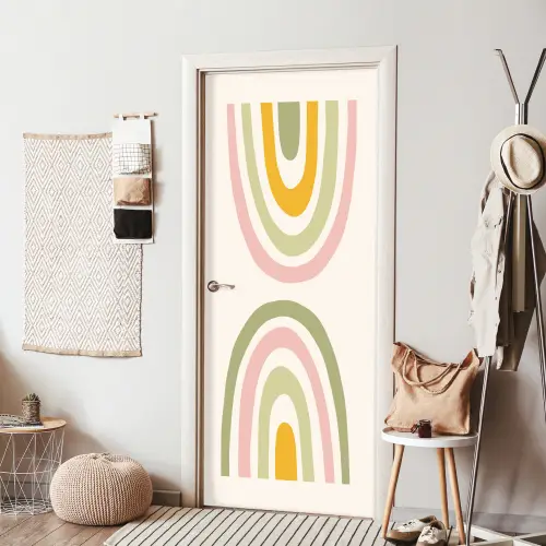 Regenboog - Pastel - Groen - Roze - Modern deurposter klein -sfeer6