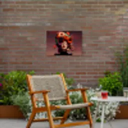 Vrouw - Donuts - Kleurrijk Tuinposter op houten frame 2 cm dik klein -sfeer3